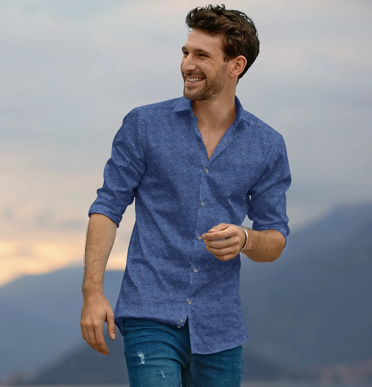 Pure Cotton - Long Sleeve - Blue Floral Print sold by Airthreads product image thumbnail 3