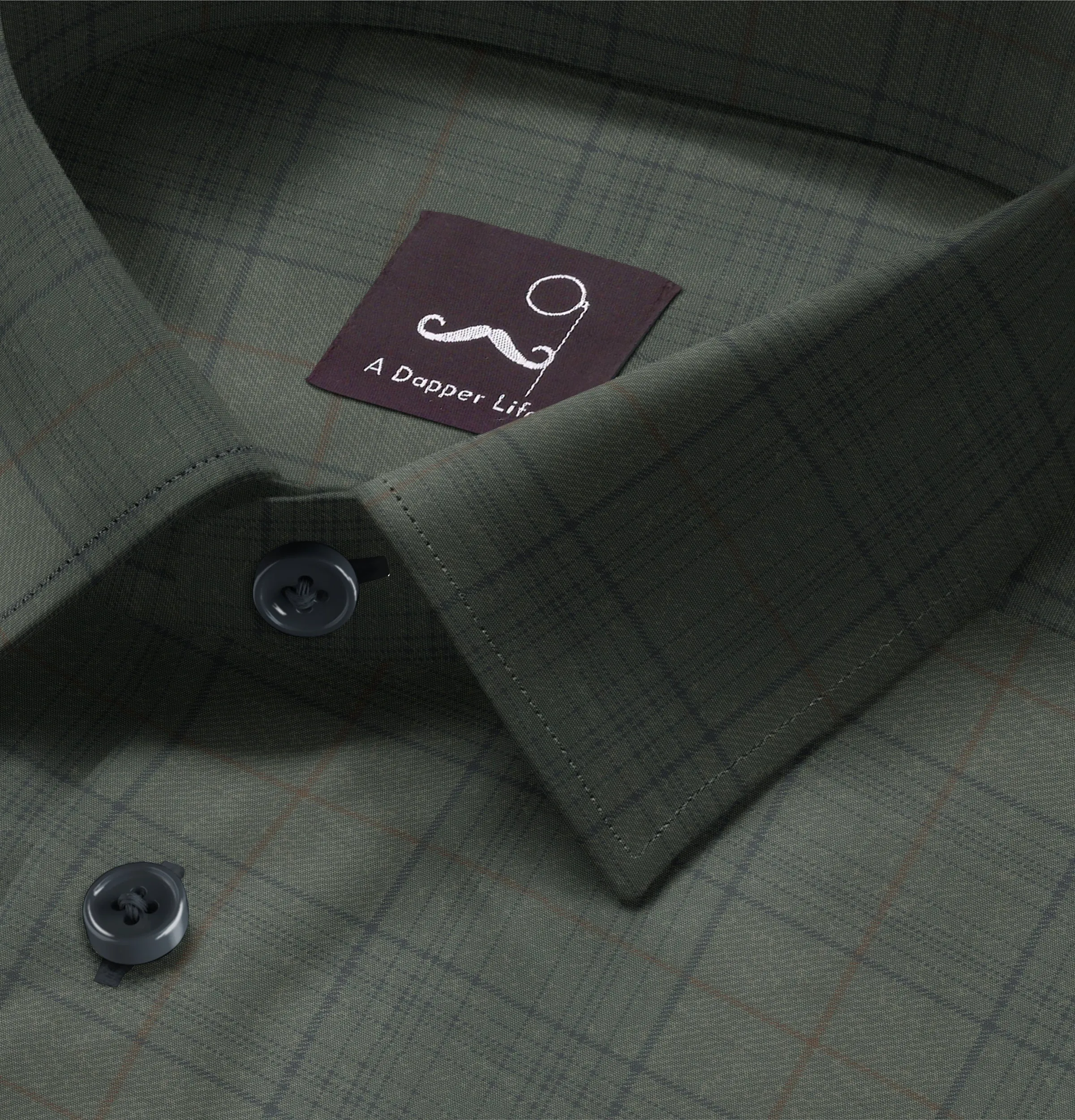 Pure Cotton - Short Sleeve - Olive Checks sold by Airthreads product image thumbnail 2