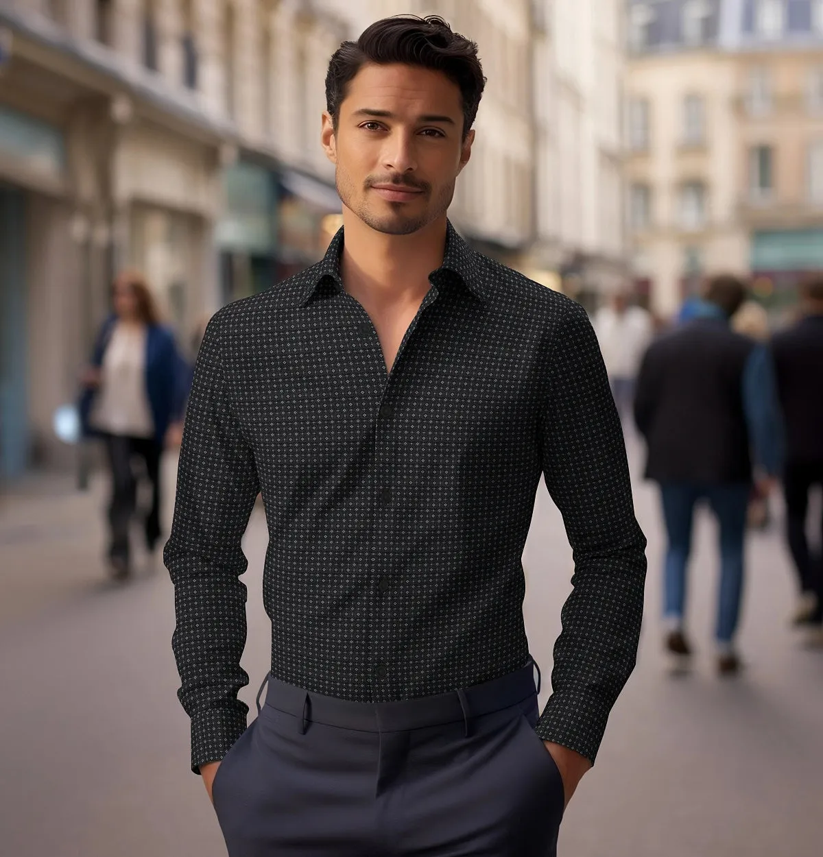 Pure Cotton - Long Sleeve - Black Diamond Grid sold by Airthreads product image thumbnail 3