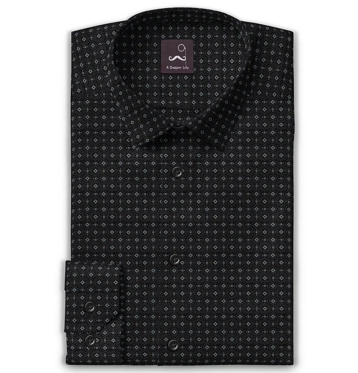 Pure Cotton - Long Sleeve - Black Diamond Grid sold by Airthreads