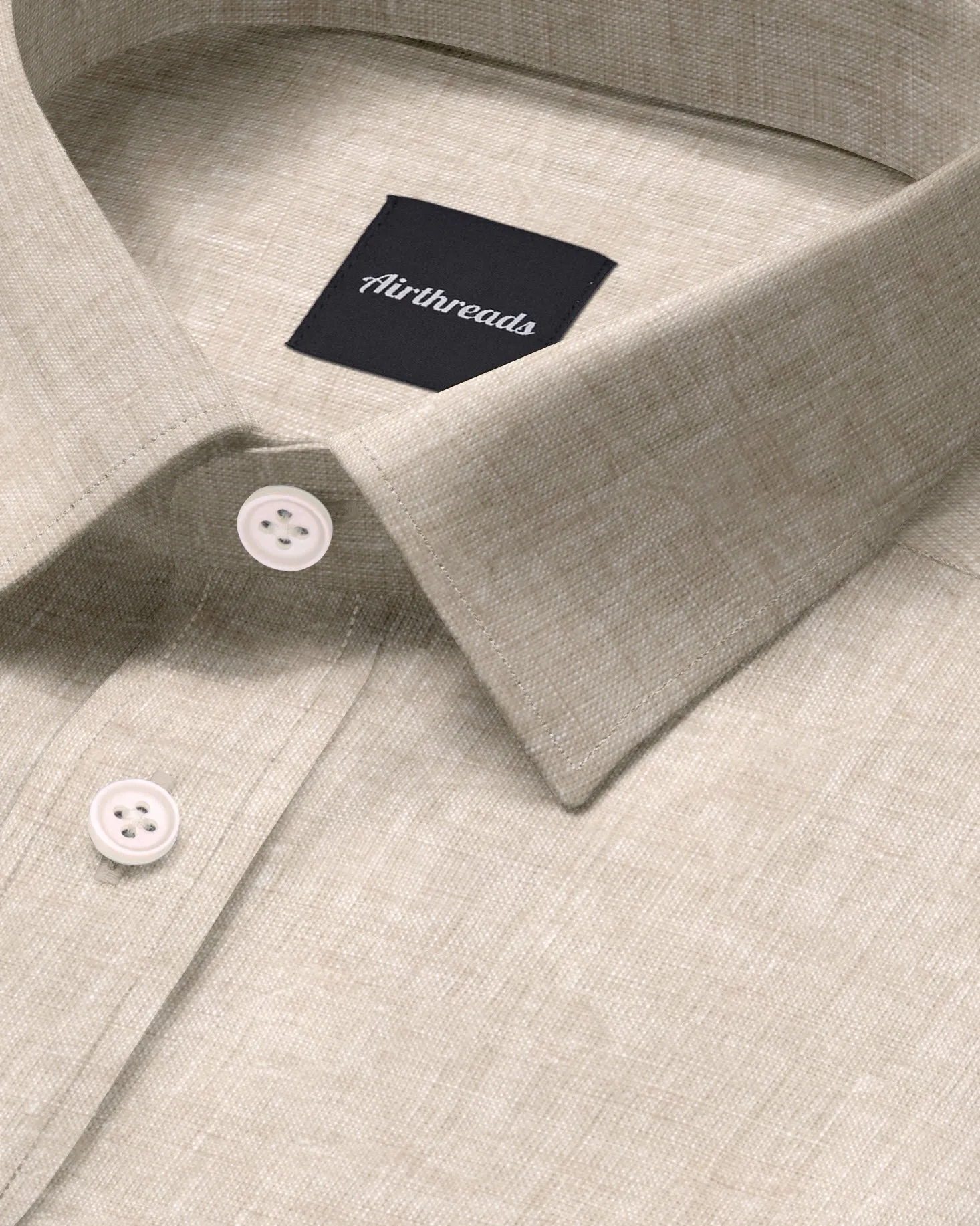 Long Sleeve Linen Shirt in Tan sold by Airthreads product image thumbnail 2