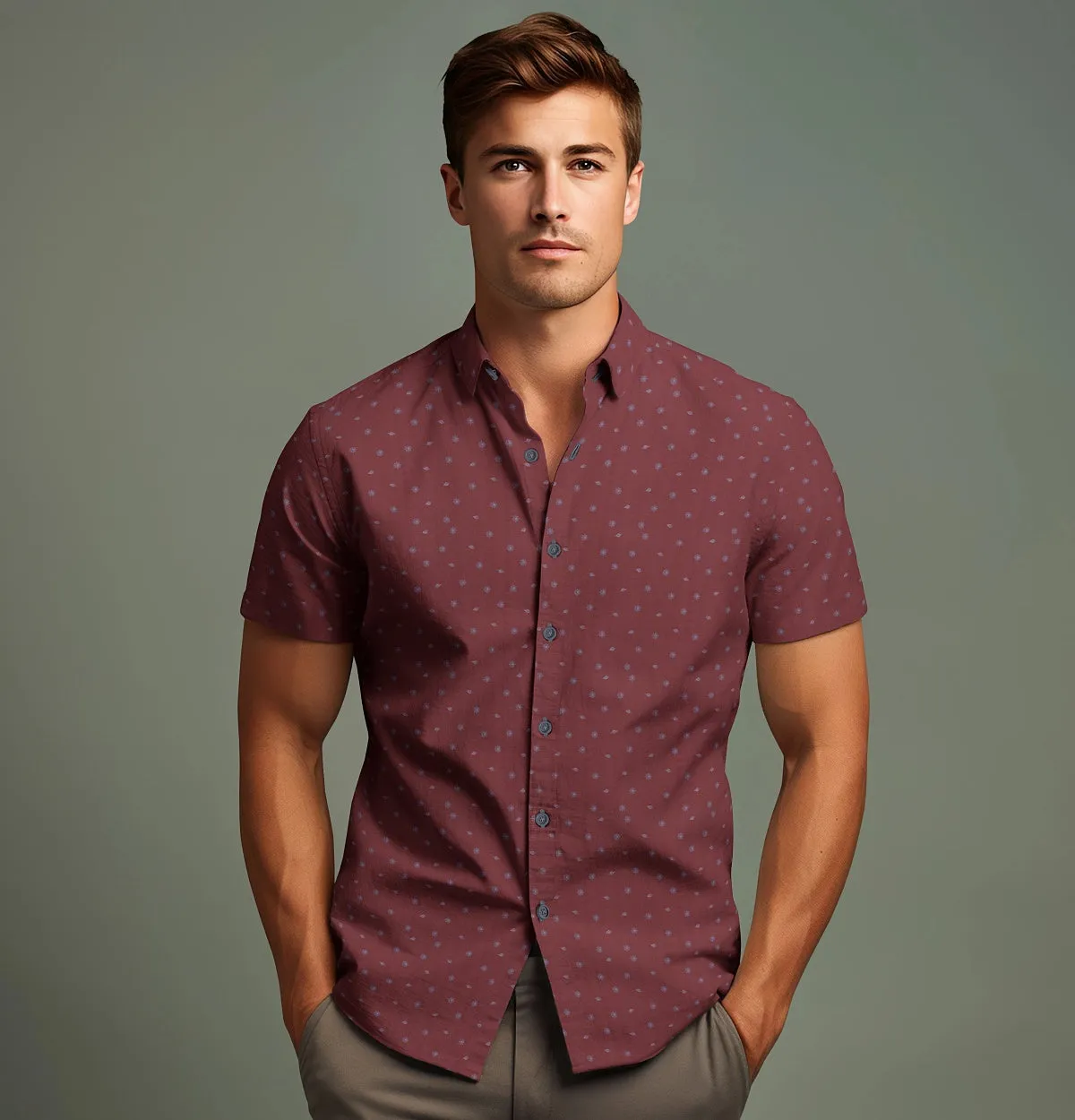 Pure Cotton - Short Sleeve - Maroon Print sold by Airthreads product image thumbnail 4