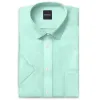 Short Sleeve Linen Shirt in Light Turquoise sold by Airthreads