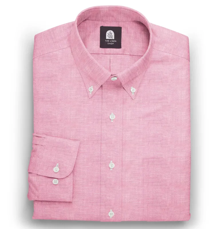 Pure Linen Button-Down - Long Sleeve - Pink sold by Airthreads