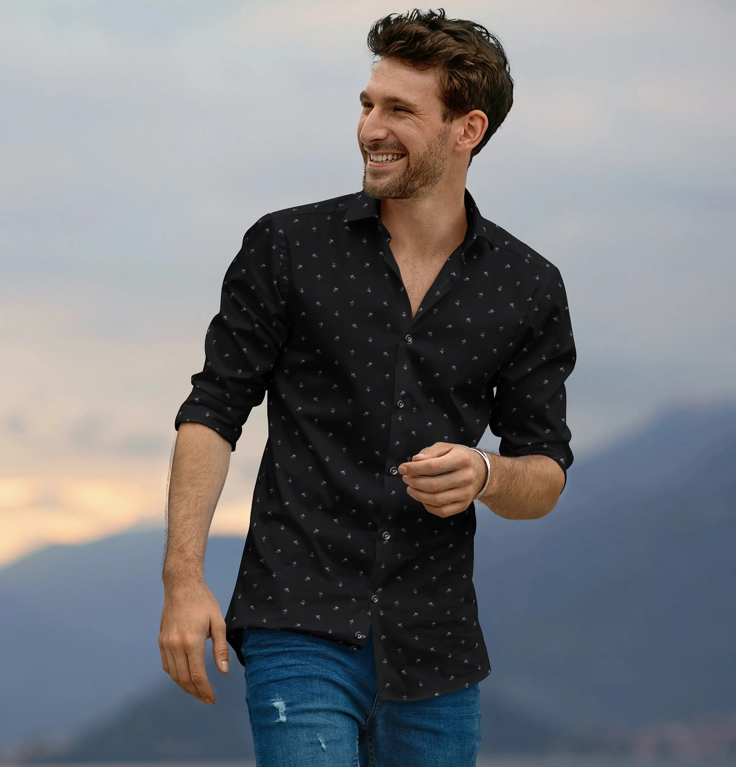 Pure Cotton - Long Sleeve - Black Print Dot Flowers sold by Airthreads product image thumbnail 3