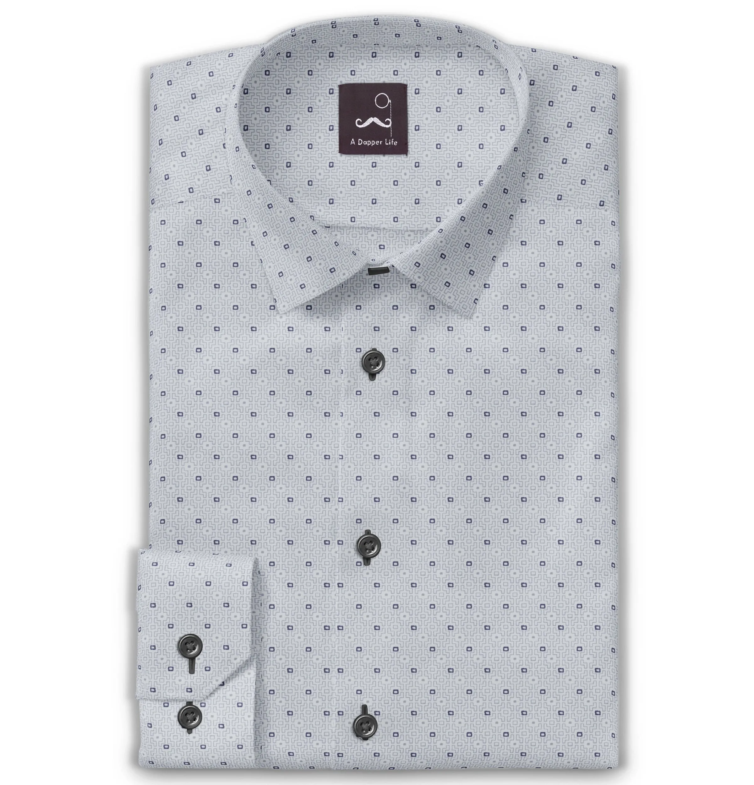 Pure Cotton - Long Sleeve - White and Gray Geometric Print sold by Airthreads