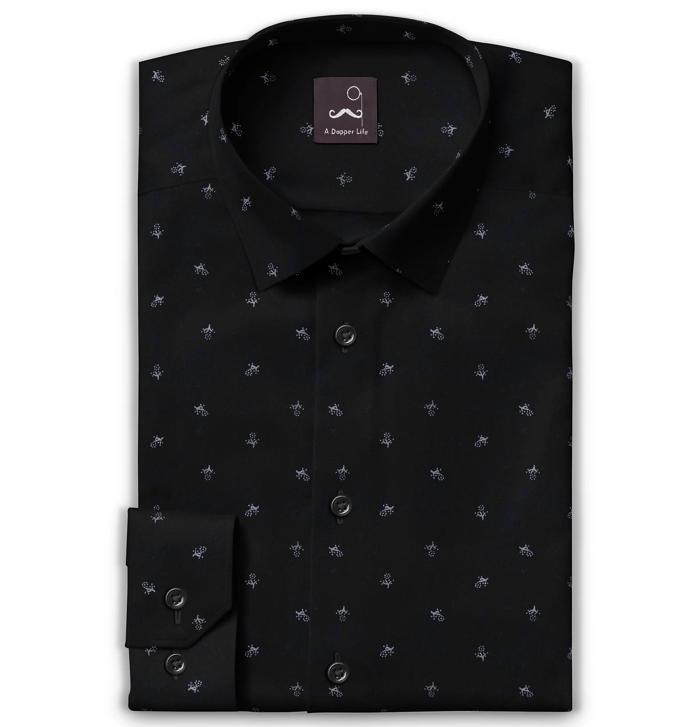 Pure Cotton - Long Sleeve - Black Print Dot Flowers sold by Airthreads