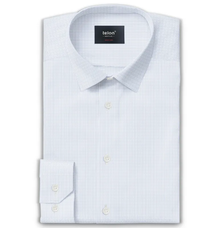 Luxury Pure Cotton - Long Sleeve - Narrow Blue Stripes sold by Airthreads