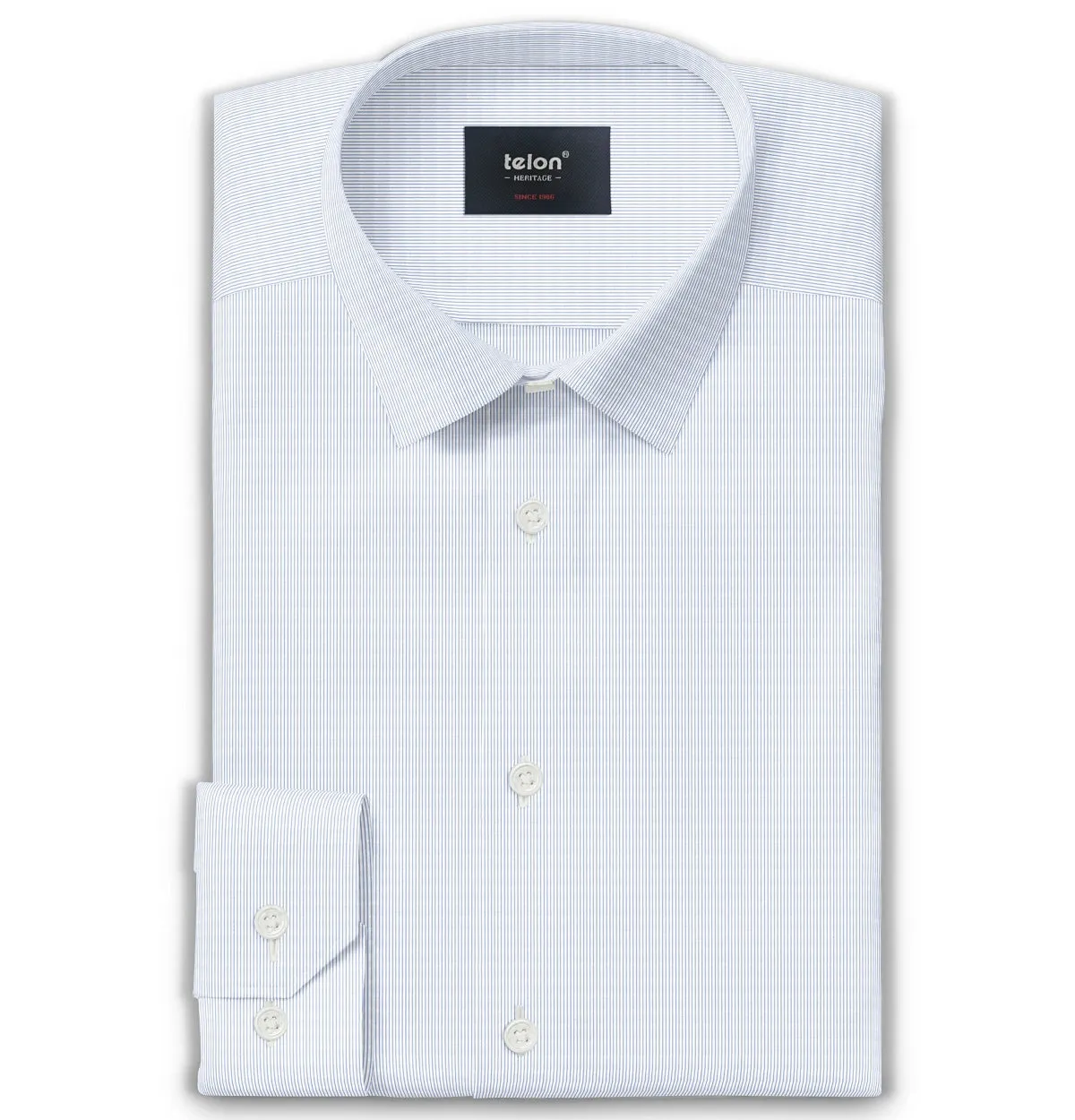 Luxury Pure Cotton - Long Sleeve - Narrow Blue Stripes sold by Airthreads