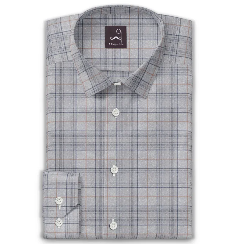 Pure Cotton - Long Sleeve - Gray Checks sold by Airthreads