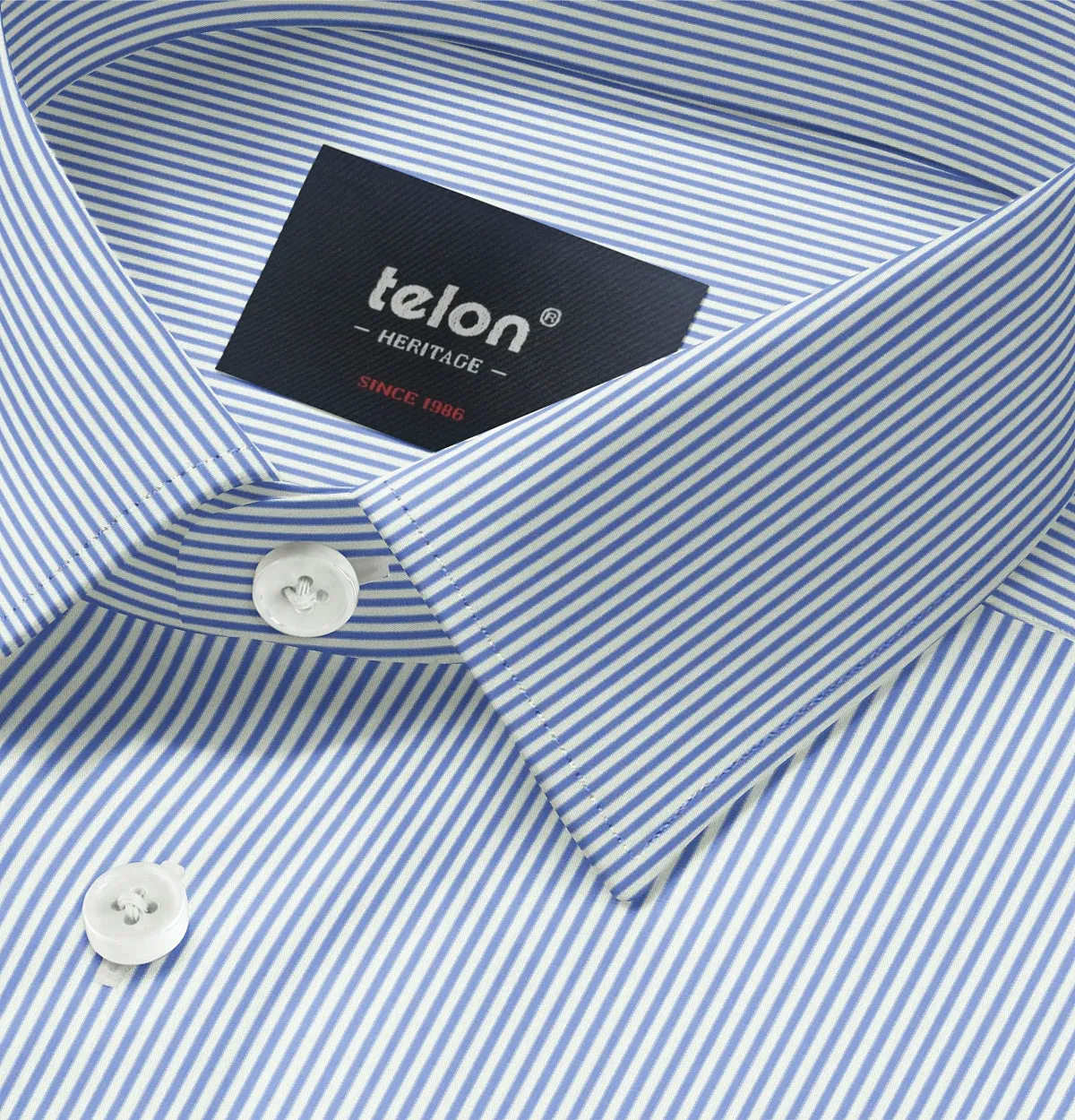 Luxury Pure Cotton - Short Sleeve - Medium Blue Pencil Stripe sold by Airthreads product image thumbnail 2