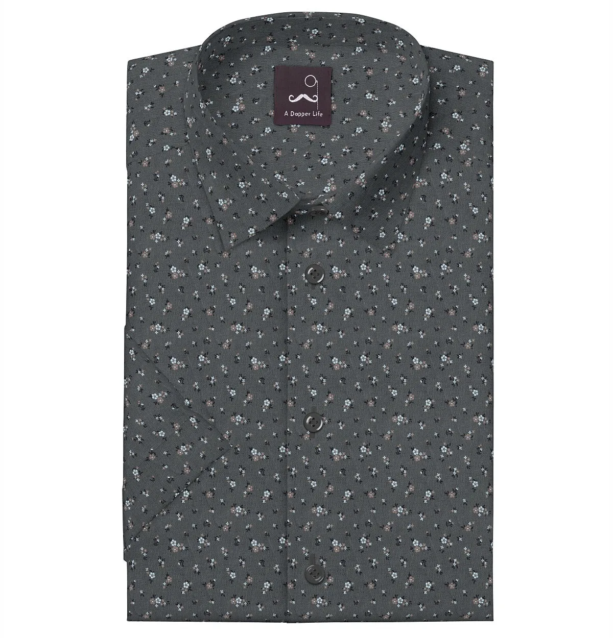 Pure Cotton - Short Sleeve- Gray Floral Print sold by Airthreads