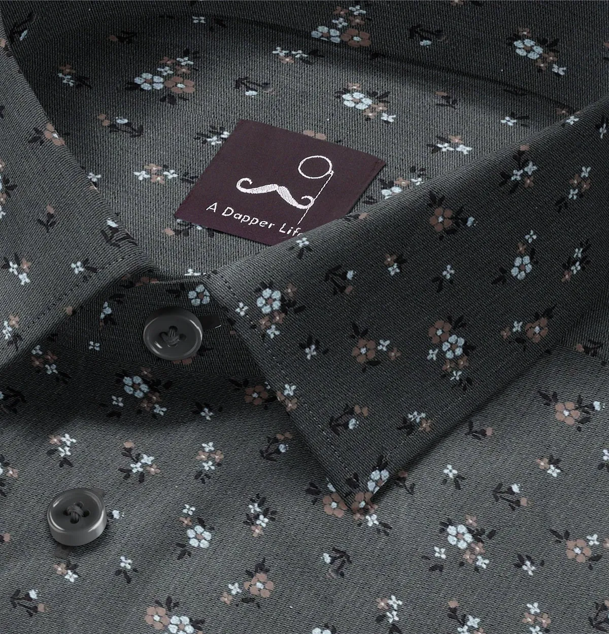 Pure Cotton - Short Sleeve- Gray Floral Print sold by Airthreads product image thumbnail 2