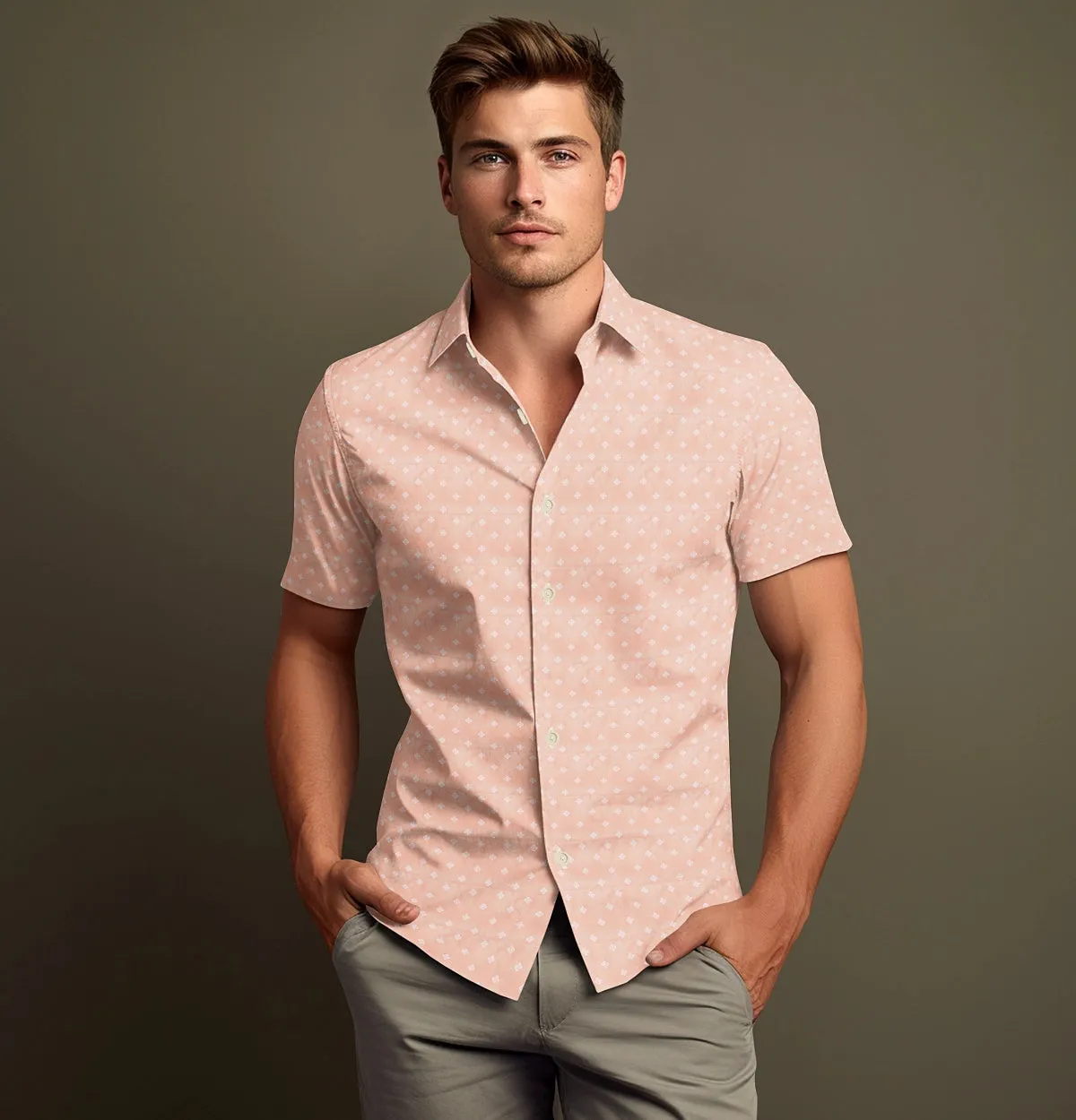 Pure Cotton - Short Sleeve- Spring Peach Diamond sold by Airthreads product image thumbnail 4