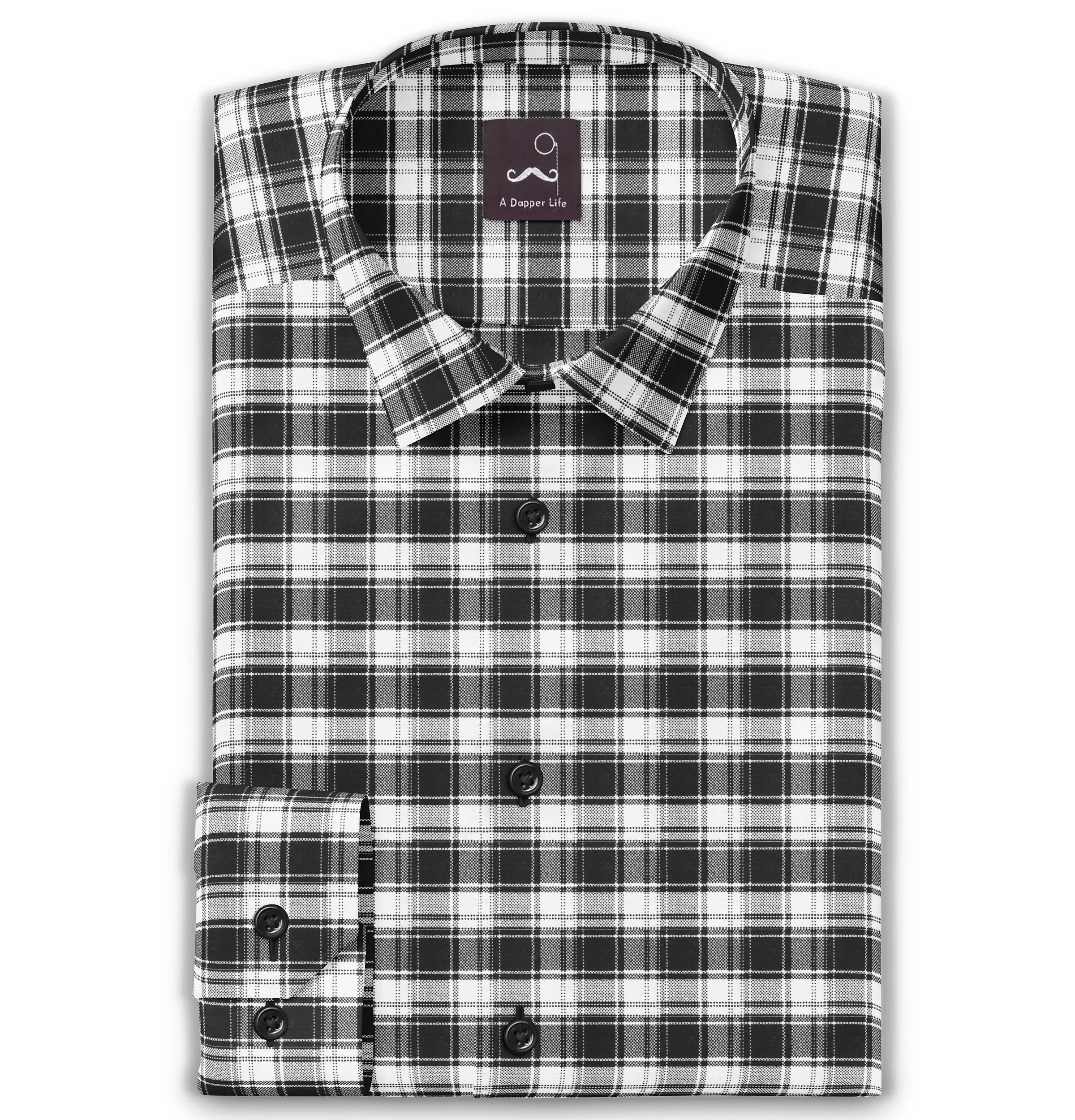 Pure Cotton - Long Sleeve - Black & White Checks Style 5 sold by Airthreads