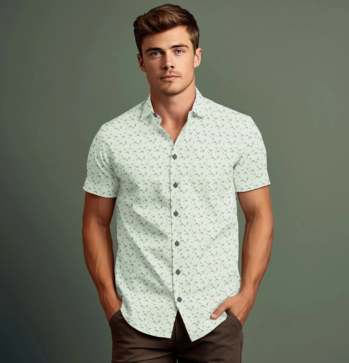 Pure Cotton - Short Sleeve - Mint Floral Print sold by Airthreads product image thumbnail 4