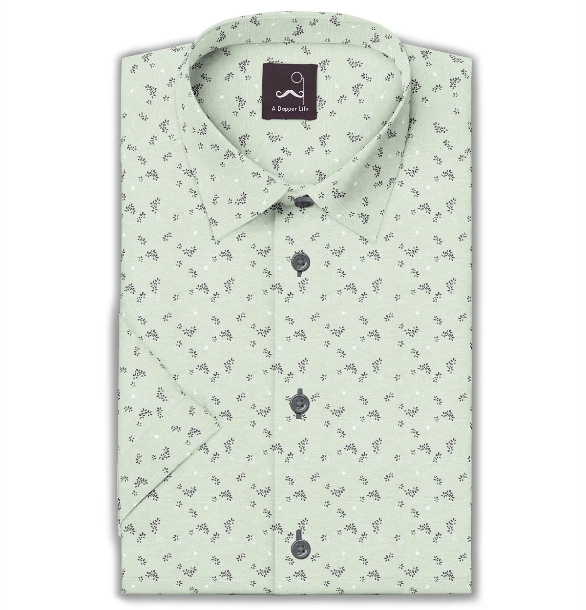 Pure Cotton - Short Sleeve - Mint Floral Print sold by Airthreads