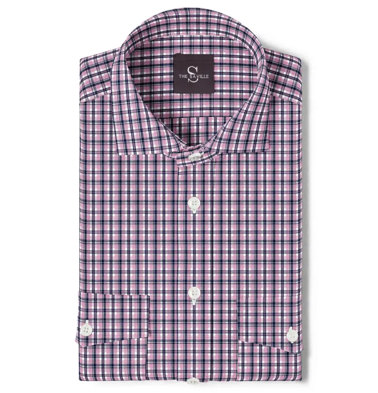 Wrinkle-free Pink Checks - Double Pocket - Long Sleeve sold by Airthreads