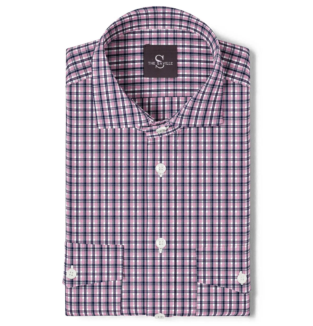 Wrinkle-free Pink Checks - Double Pocket - Long Sleeve sold by Airthreads
