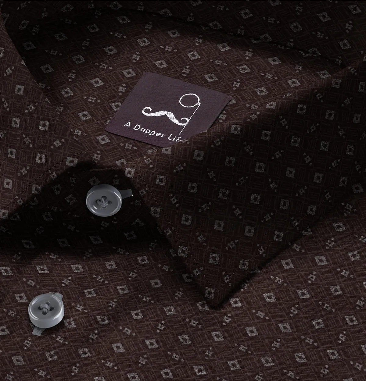 Pure Cotton - Short Sleeve- Chocolate Diamond Grid sold by Airthreads product image thumbnail 2
