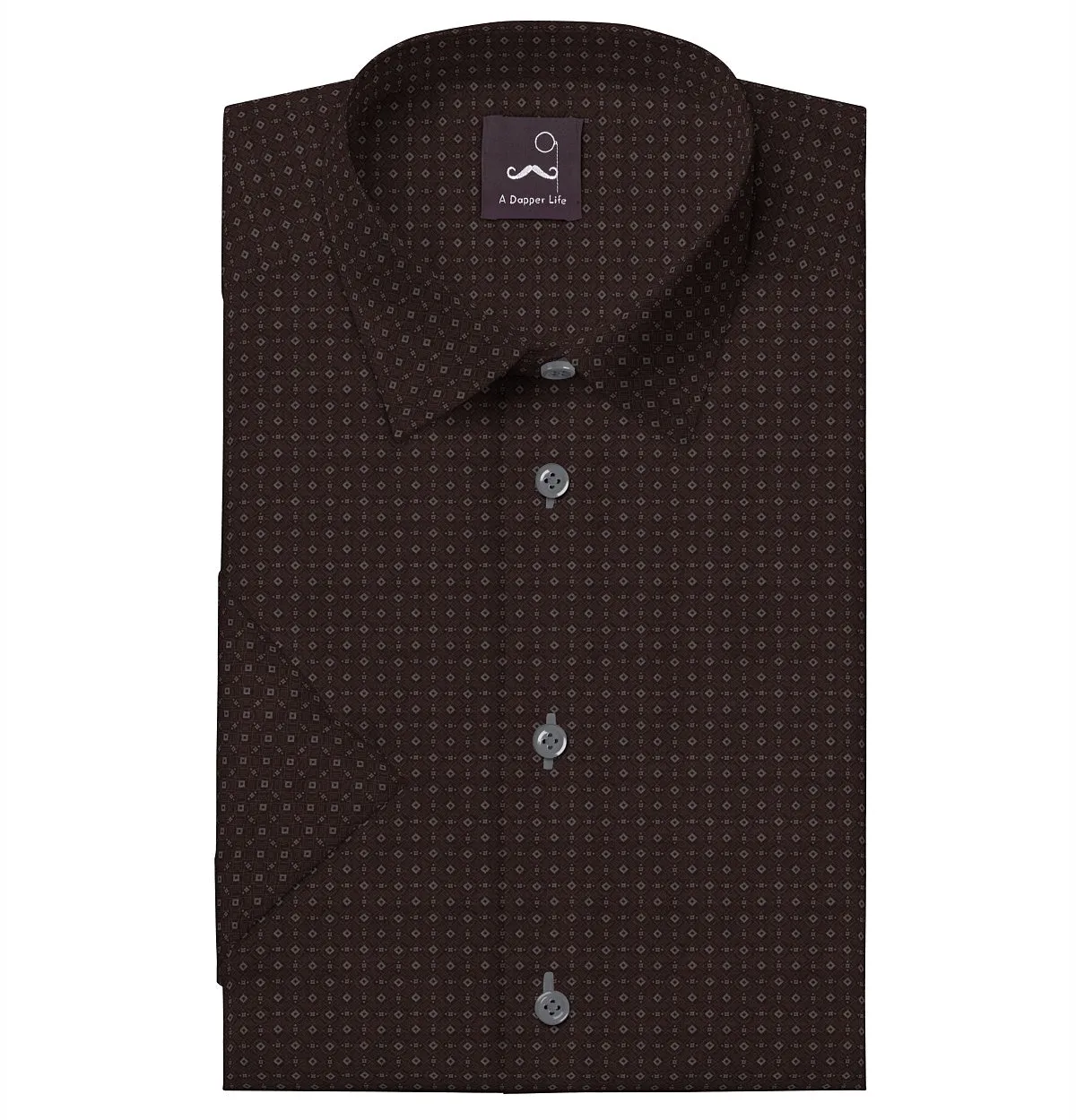 Pure Cotton - Short Sleeve- Chocolate Diamond Grid sold by Airthreads
