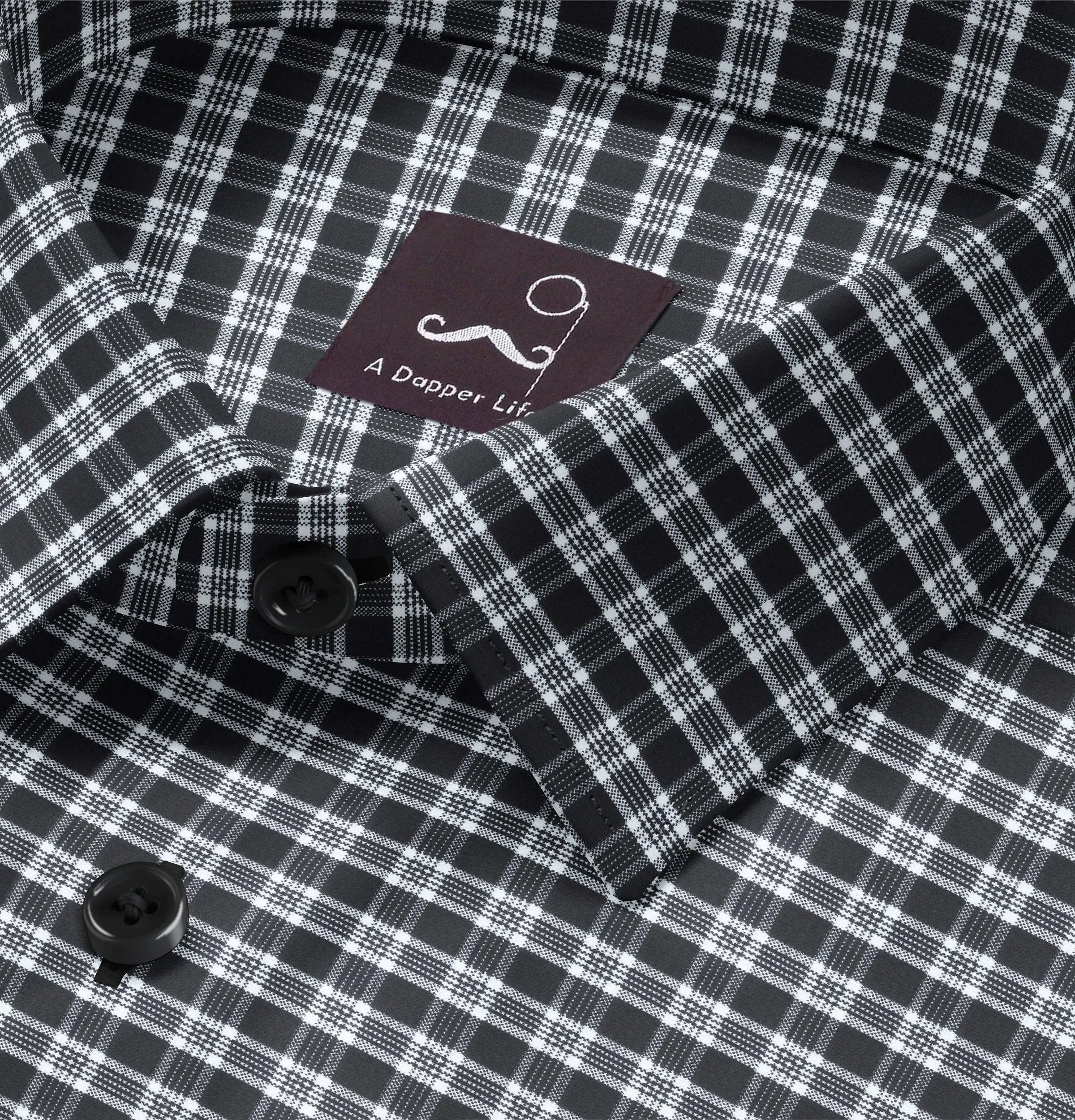 Pure Cotton - Long Sleeve - Black & White Checks Style 2 sold by Airthreads product image thumbnail 2