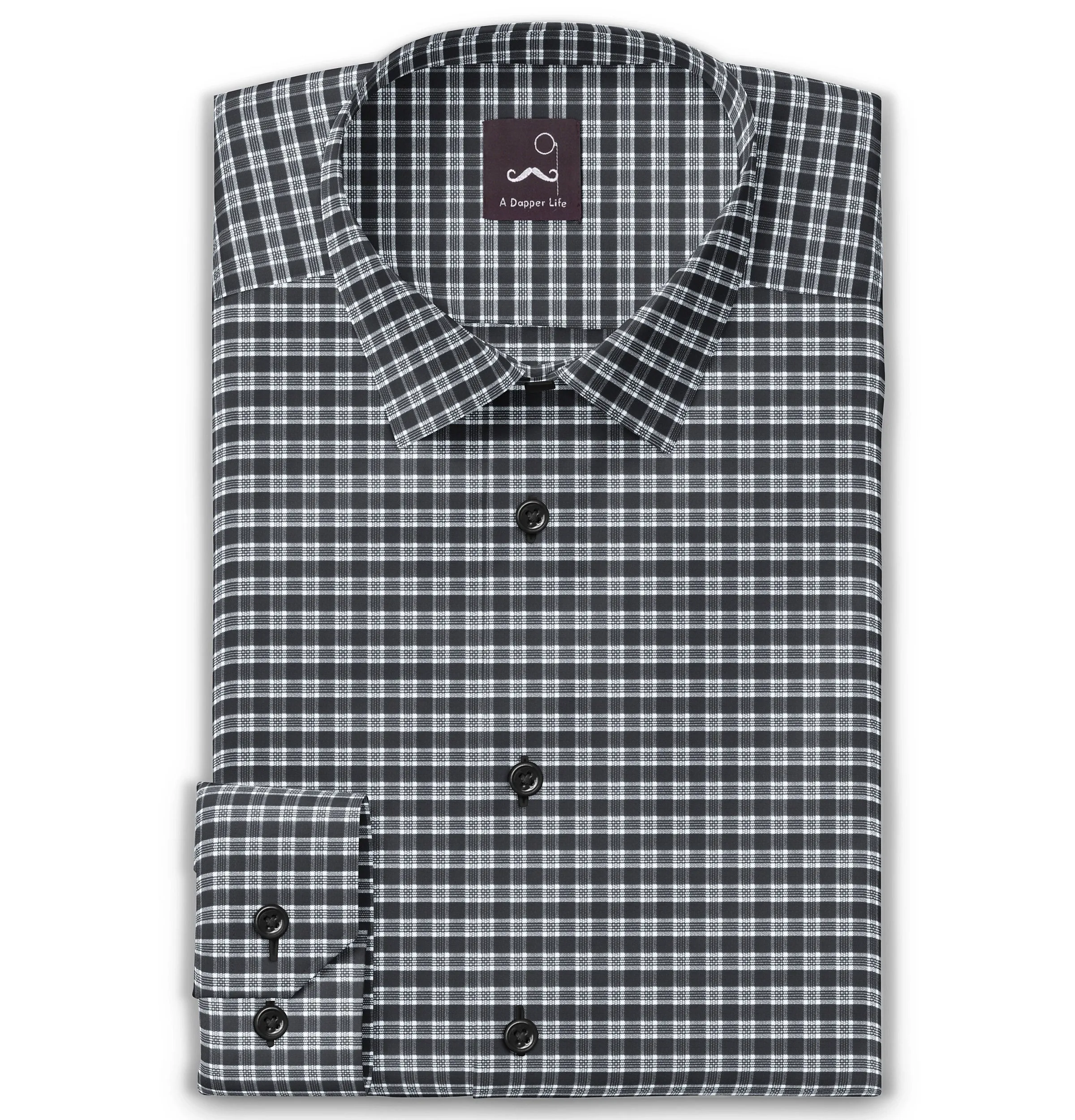 Pure Cotton - Long Sleeve - Black & White Checks Style 2 sold by Airthreads