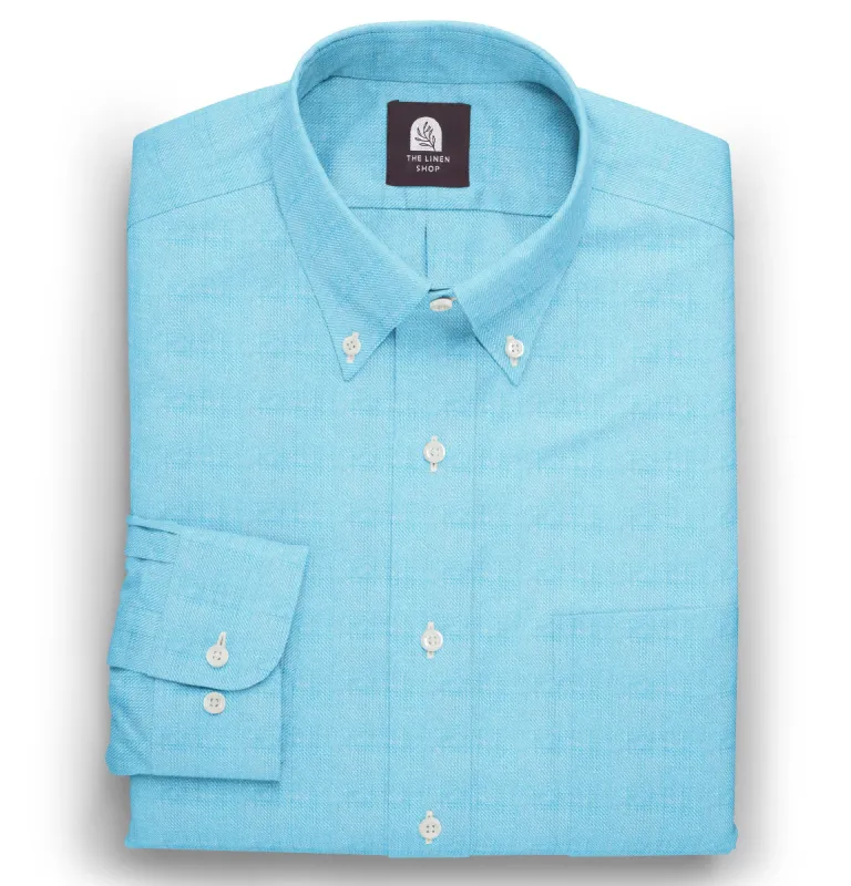 Pure Linen Button-Down - Long Sleeve - Aqua sold by Airthreads