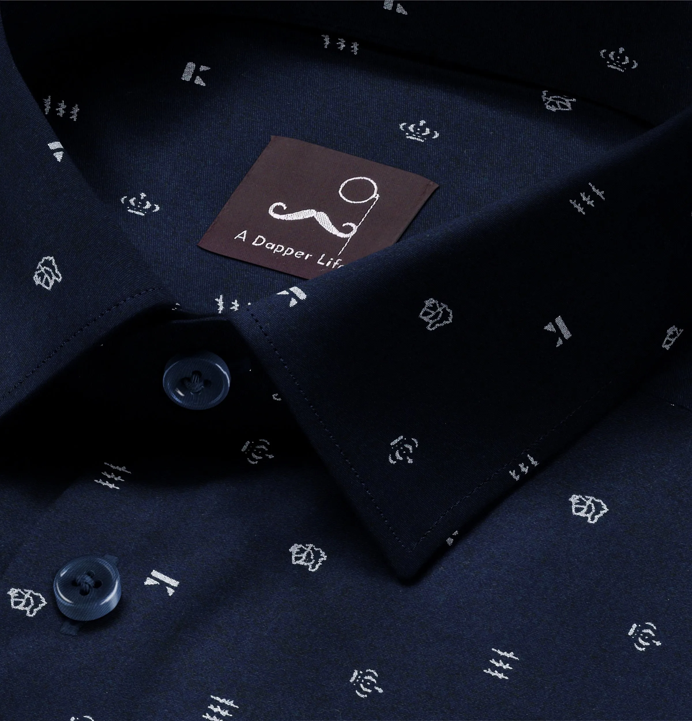 Pure Cotton - Long Sleeve - Navy Print Mixed Icons sold by Airthreads product image thumbnail 2