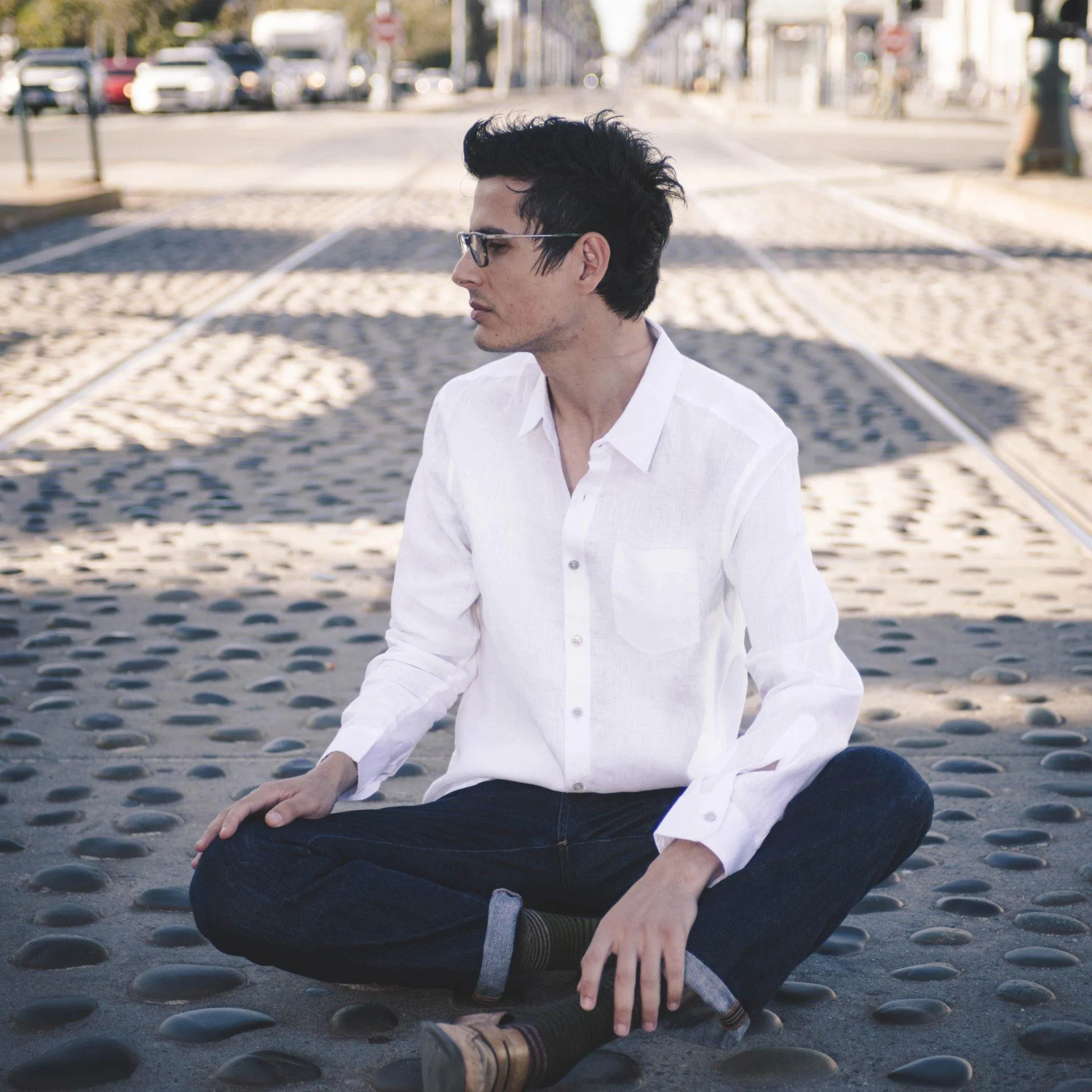 Long Sleeve Linen Shirt in White sold by Airthreads product image thumbnail 3