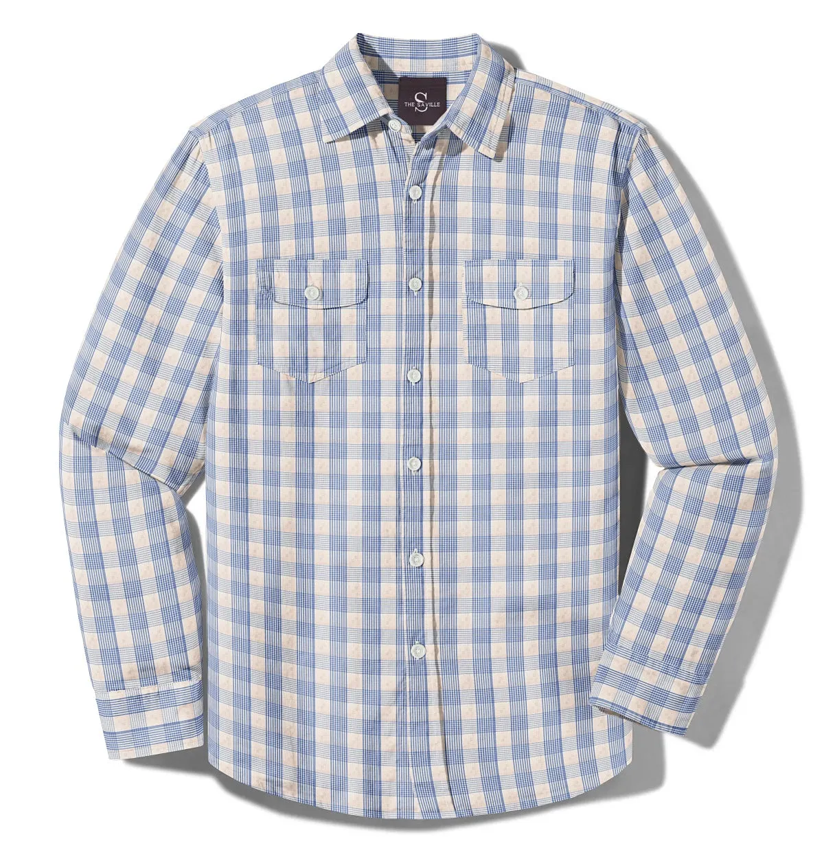 Wrinkle-free Beige Checks - Double Pocket - Long Sleeve sold by Airthreads product image thumbnail 4