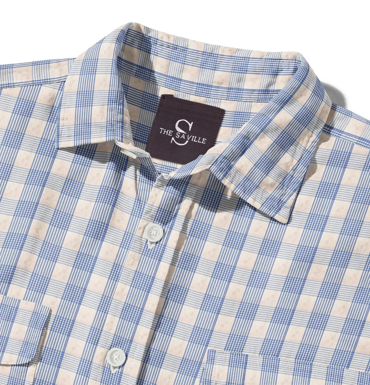 Wrinkle-free Beige Checks - Double Pocket - Long Sleeve sold by Airthreads product image thumbnail 2