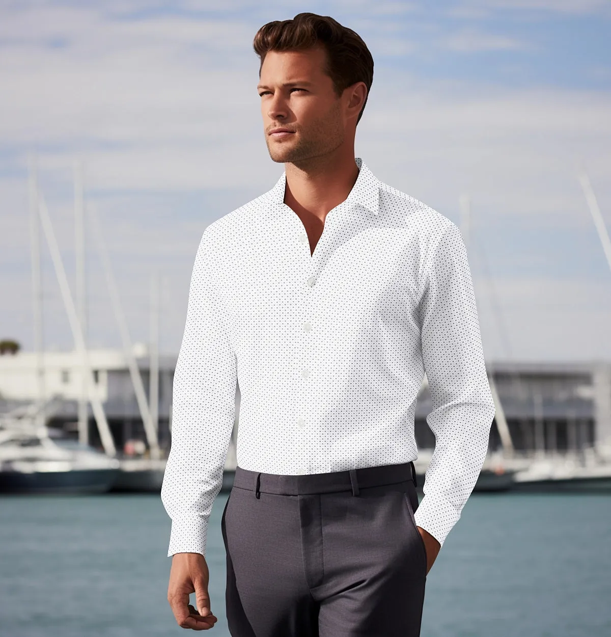 Pure Cotton - Long Sleeve - White with Flowers and Diamonds sold by Airthreads product image thumbnail 3