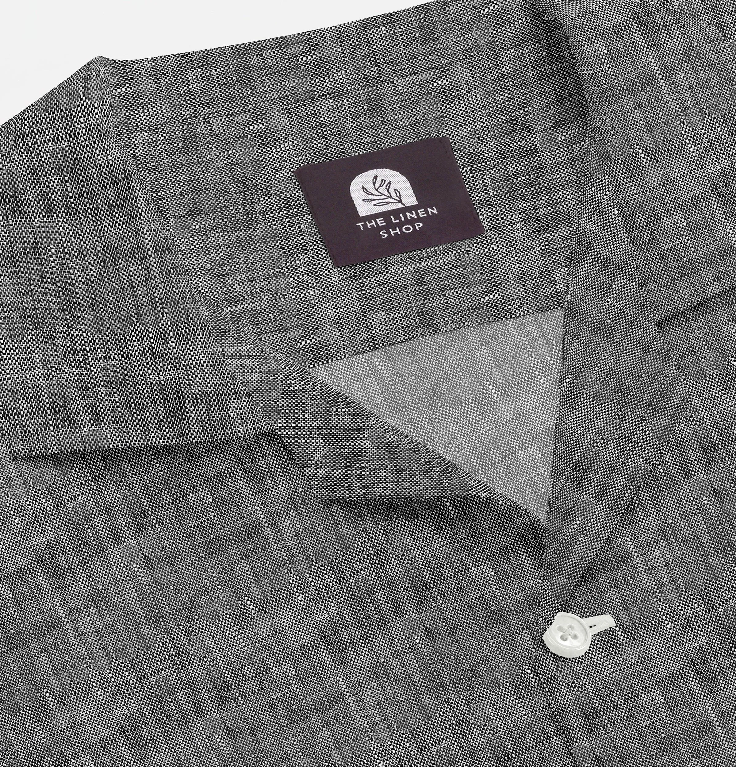 Camp Collar Linen Shirt in Black Melange sold by Airthreads product image thumbnail 2
