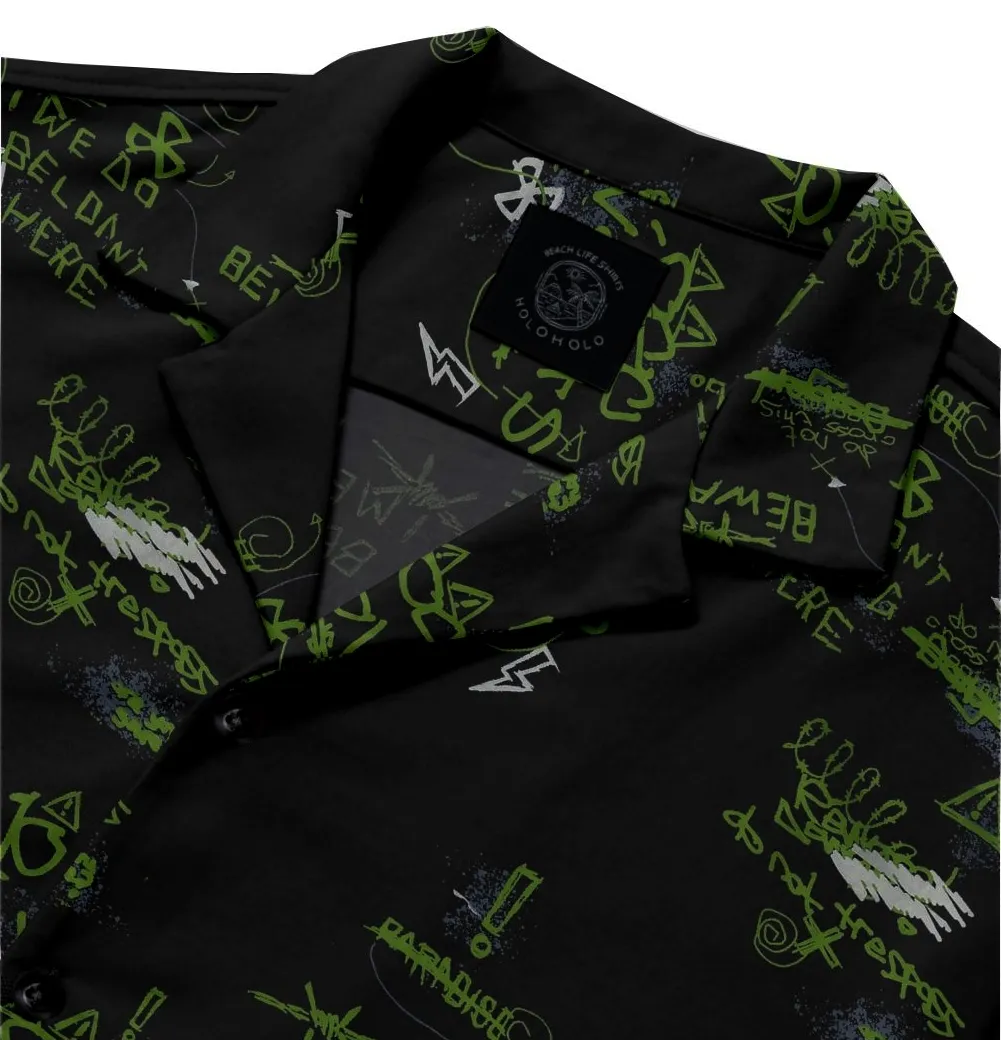 Cotton - Camp Collar Shirt - Black Green Text sold by Airthreads product image thumbnail 2