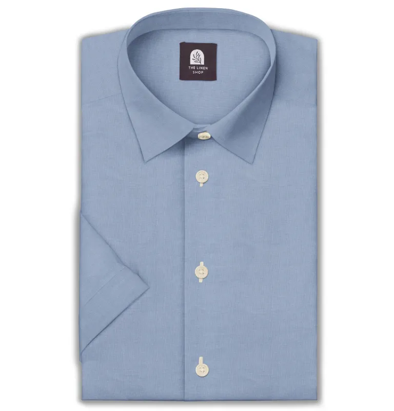 Cotton Linen - Short Sleeve - Dusty Blue sold by Airthreads