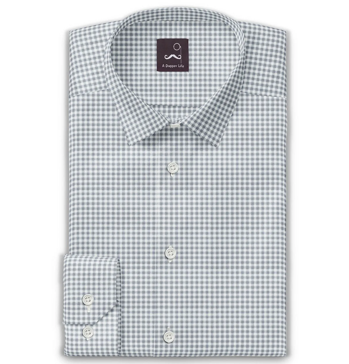 Pure Cotton - Long Sleeve - Gray Gingham Check Print sold by Airthreads
