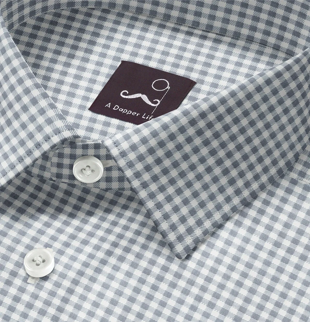 Pure Cotton - Long Sleeve - Gray Gingham Check Print sold by Airthreads product image thumbnail 2
