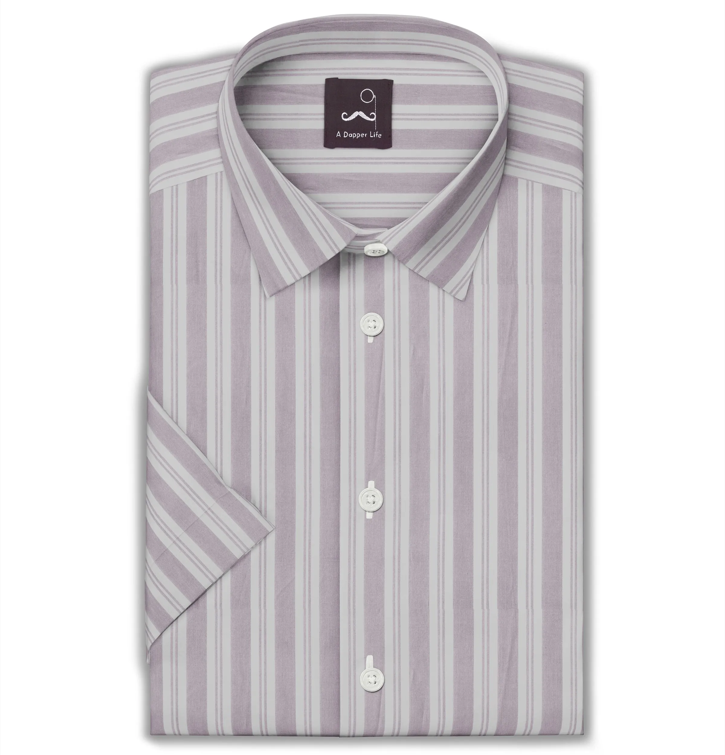 Pure Cotton - Short Sleeve - Dusty Mauve Stripe Print sold by Airthreads