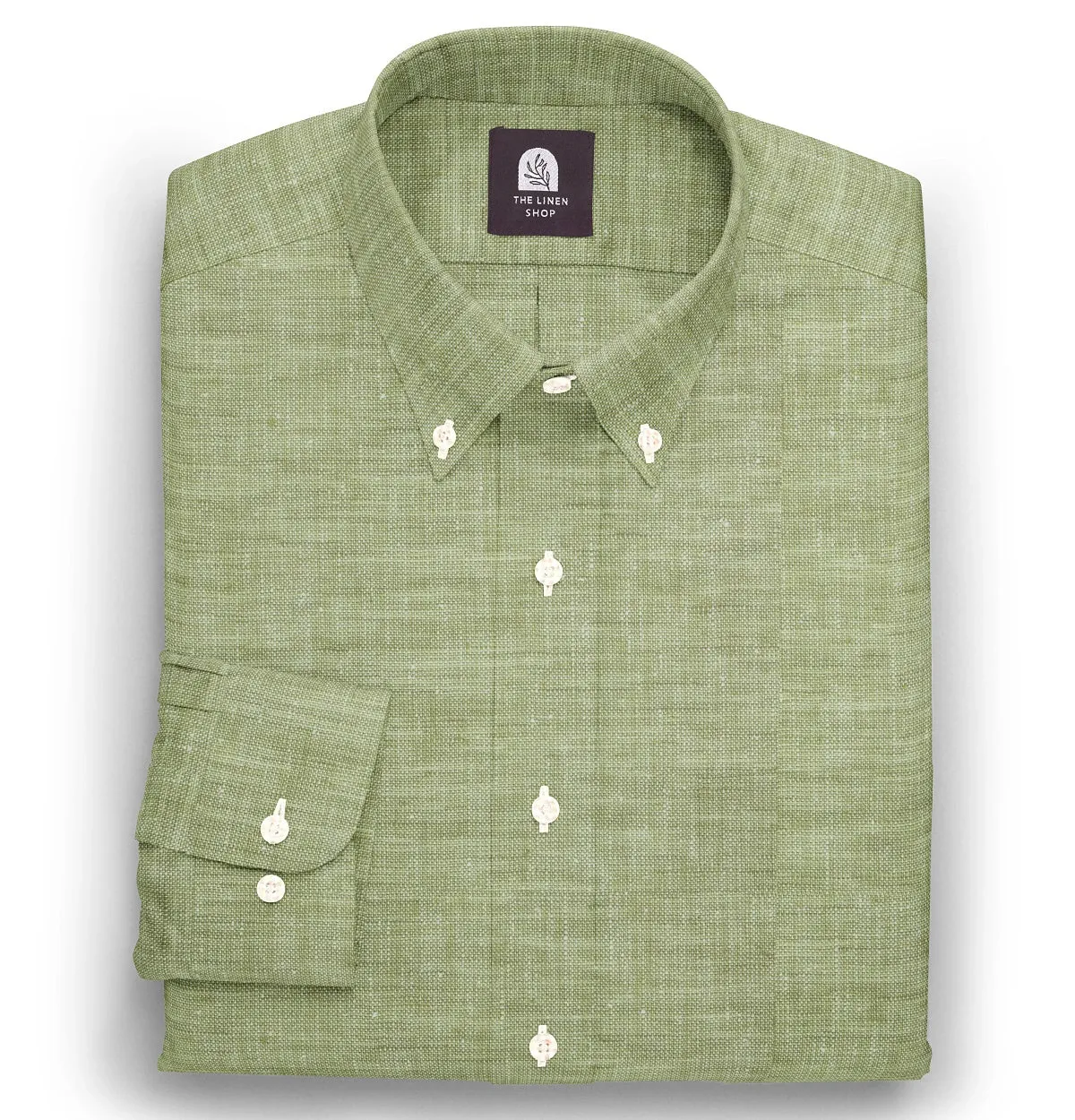 Pure Linen Button-Down - Long Sleeve - Olive Green sold by Airthreads
