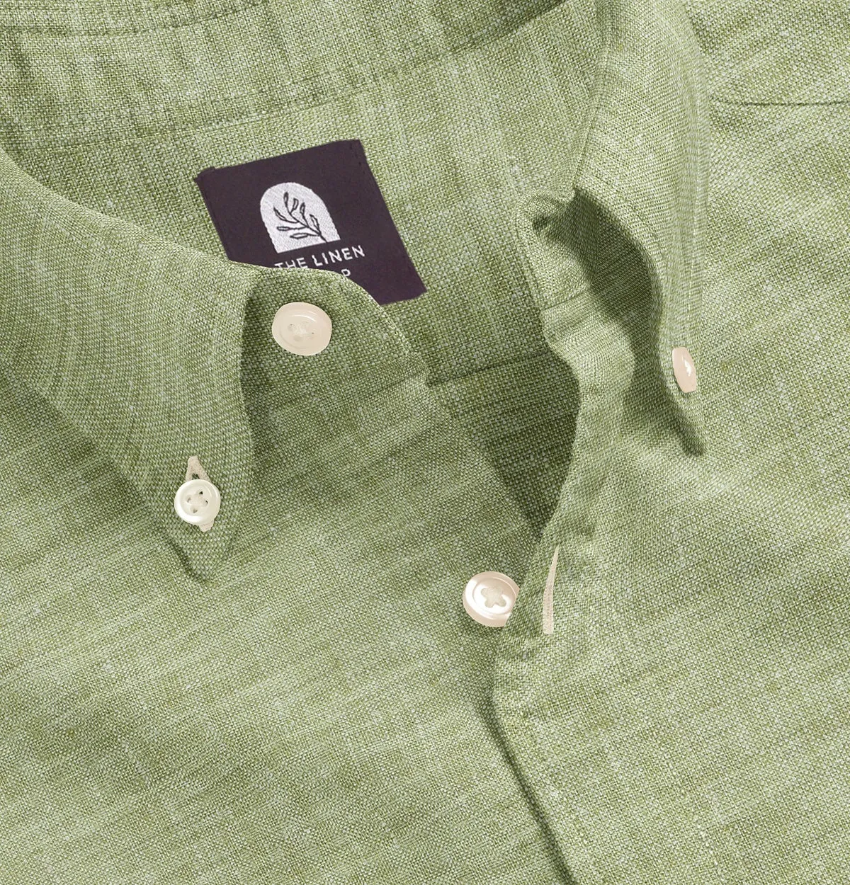 Pure Linen Button-Down - Long Sleeve - Olive Green sold by Airthreads product image thumbnail 2