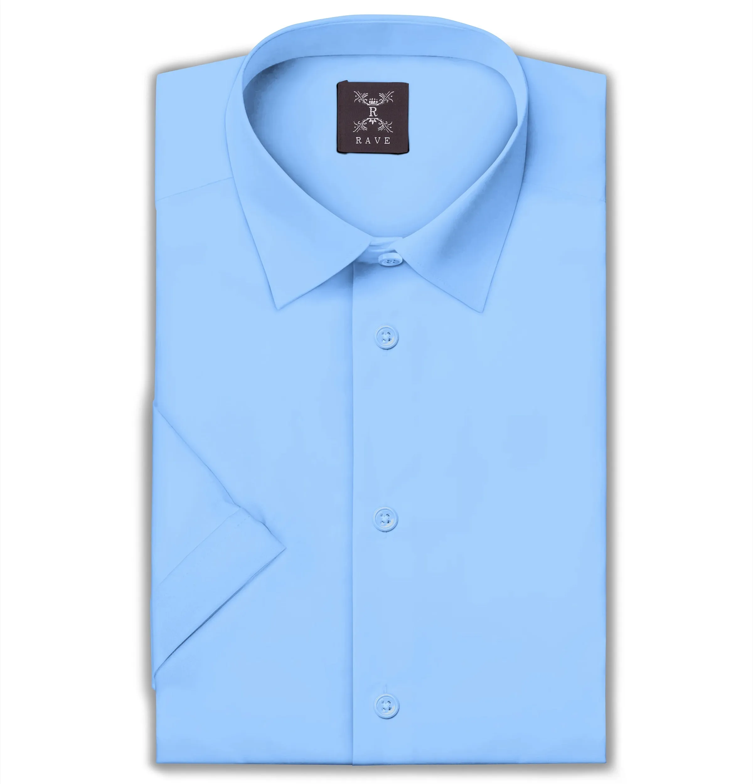 Wrinkle-resistant Cotton-Lycra Shirt - Sky Blue - Short Sleeve sold by Airthreads