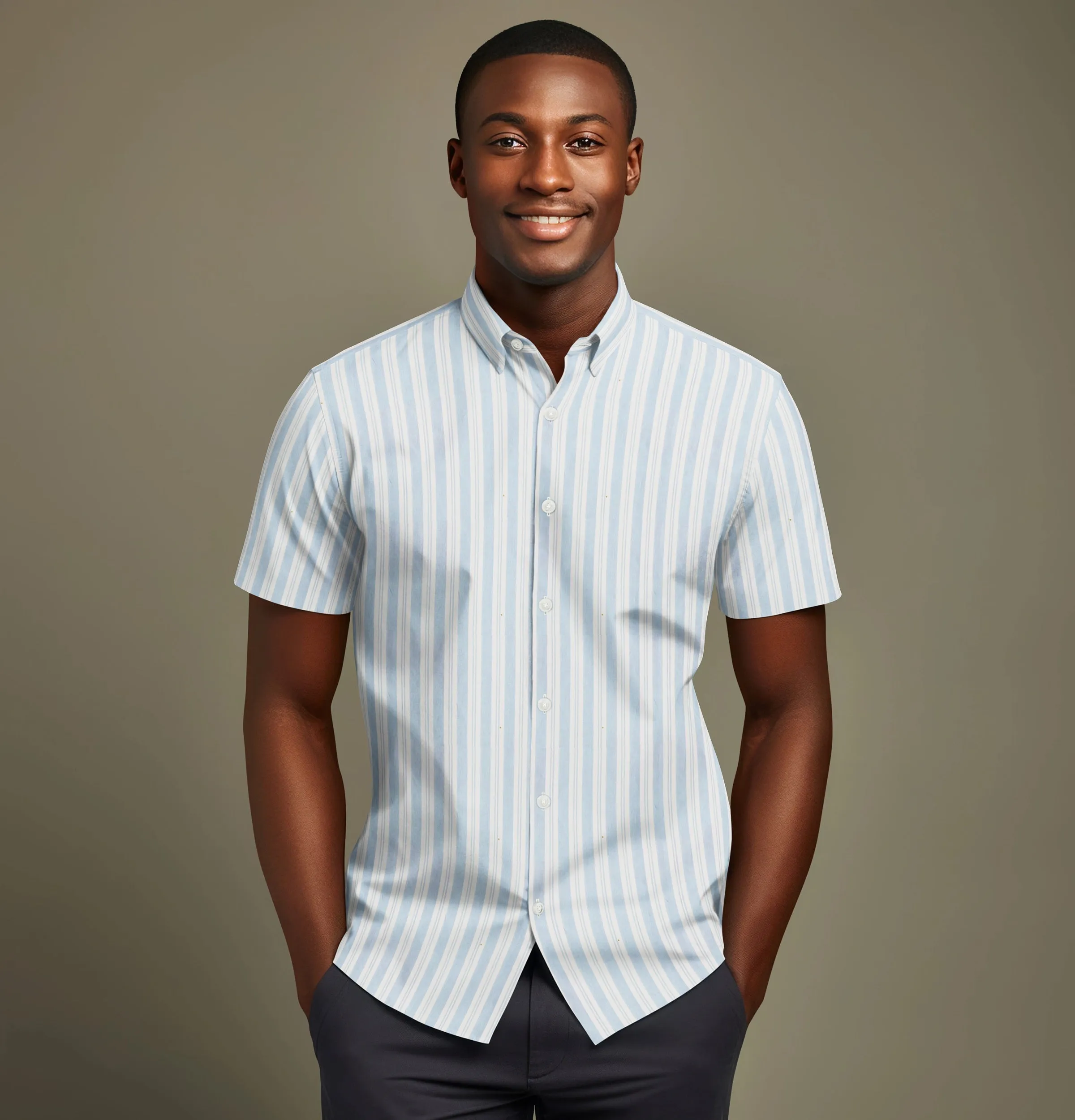 Pure Cotton - Short Sleeve - Light Blue Stripe Print sold by Airthreads product image thumbnail 4