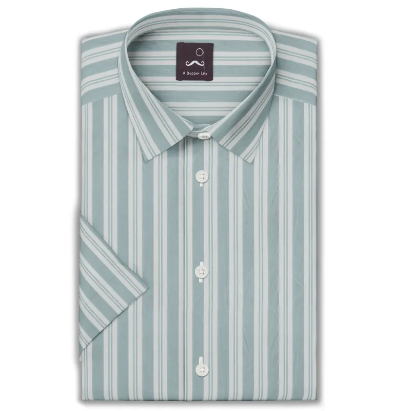 Pure Cotton - Short Sleeve - Sage Green Stripe Print sold by Airthreads