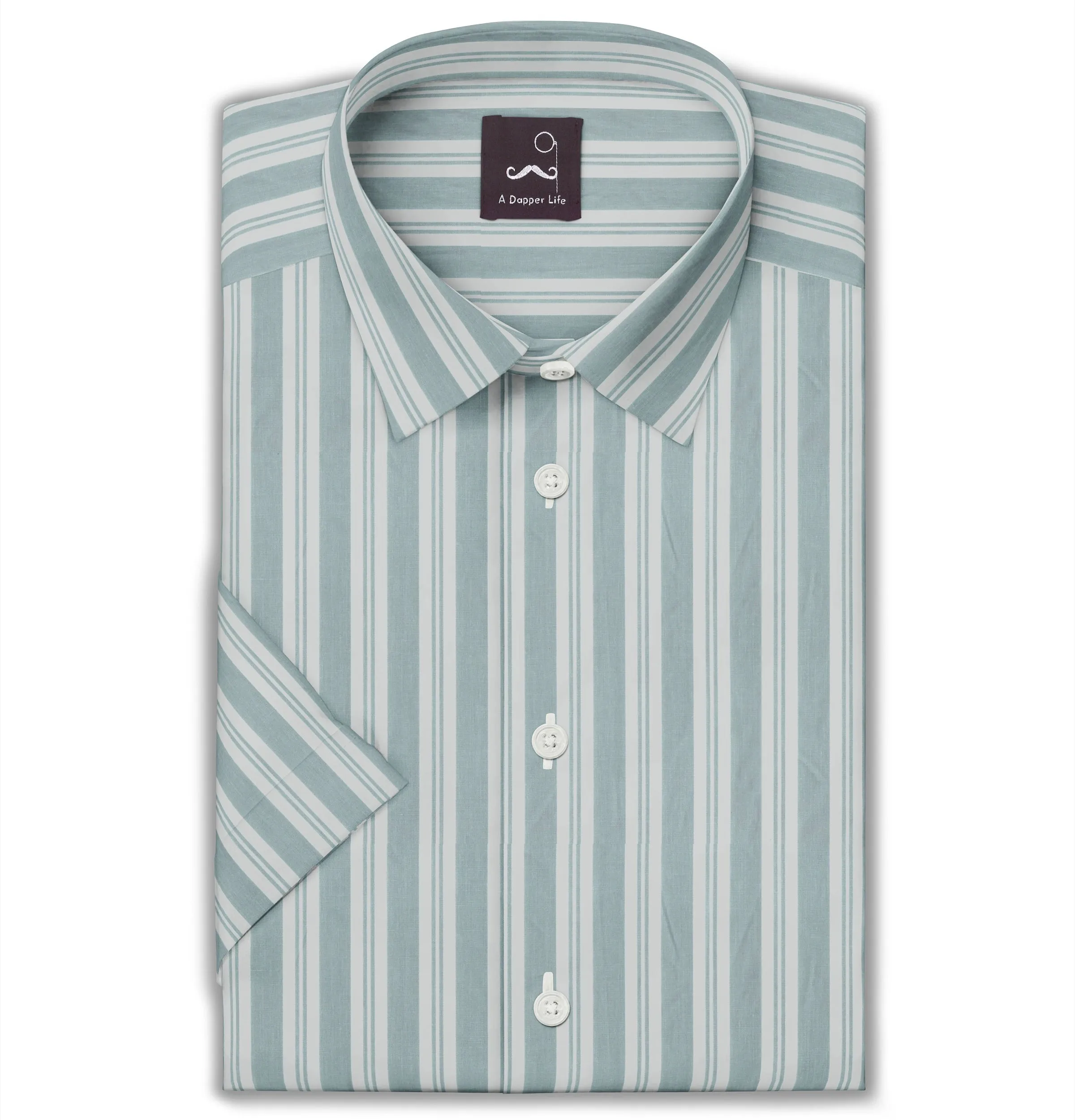 Pure Cotton - Short Sleeve - Sage Green Stripe Print sold by Airthreads