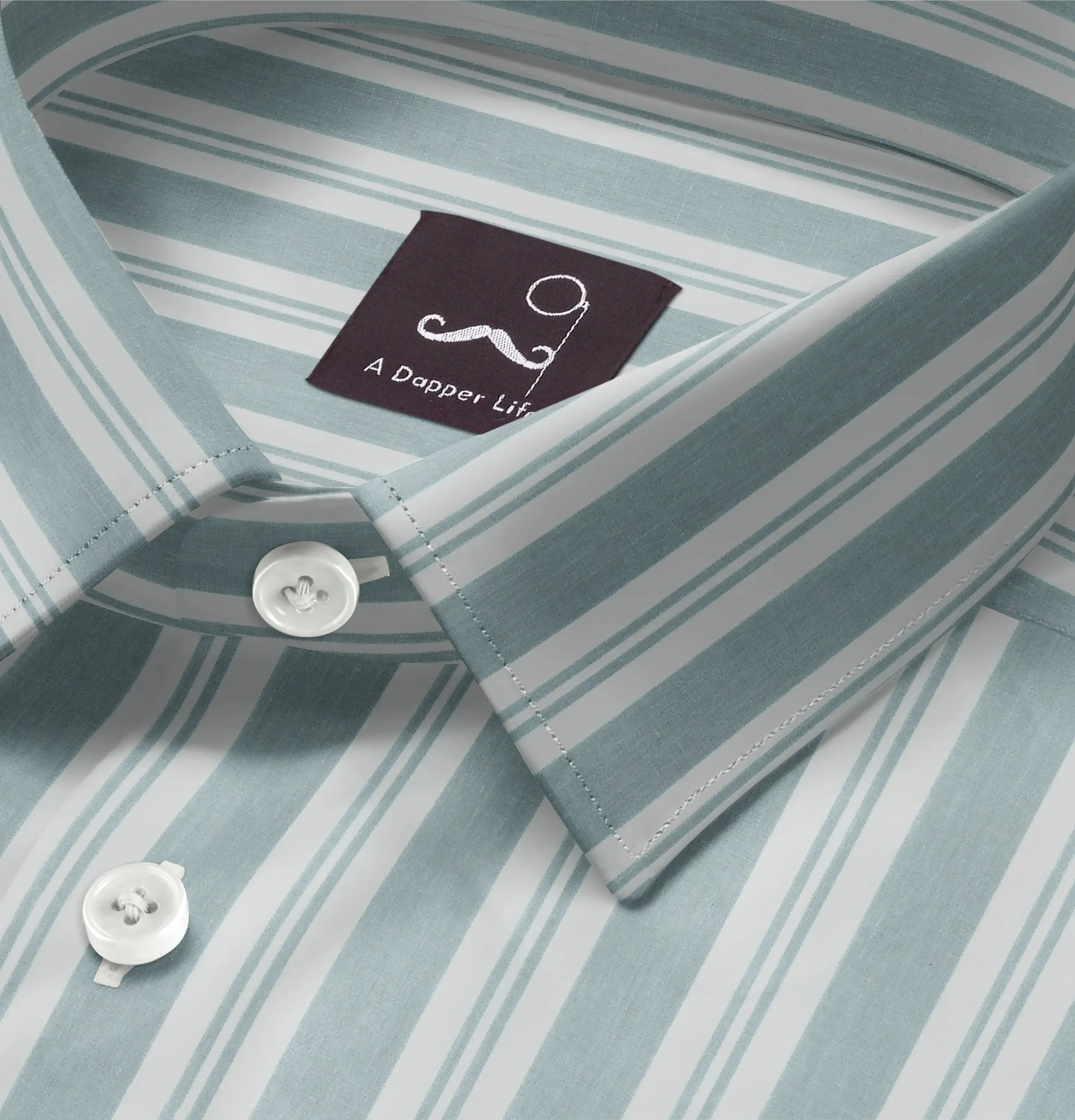 Pure Cotton - Short Sleeve - Sage Green Stripe Print sold by Airthreads product image thumbnail 2