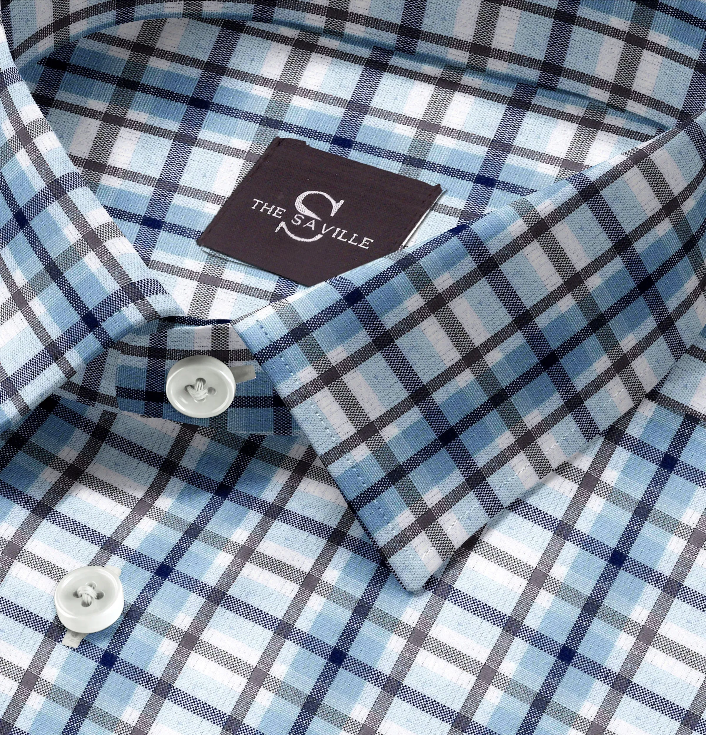 Wrinkle-free - Long Sleeve - Blue and Gray Checks sold by Airthreads product image thumbnail 2