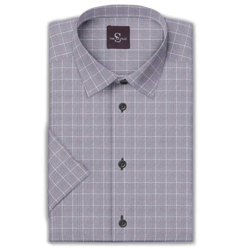 Wrinkle-free Gray Box Checks - Short Sleeve sold by Airthreads