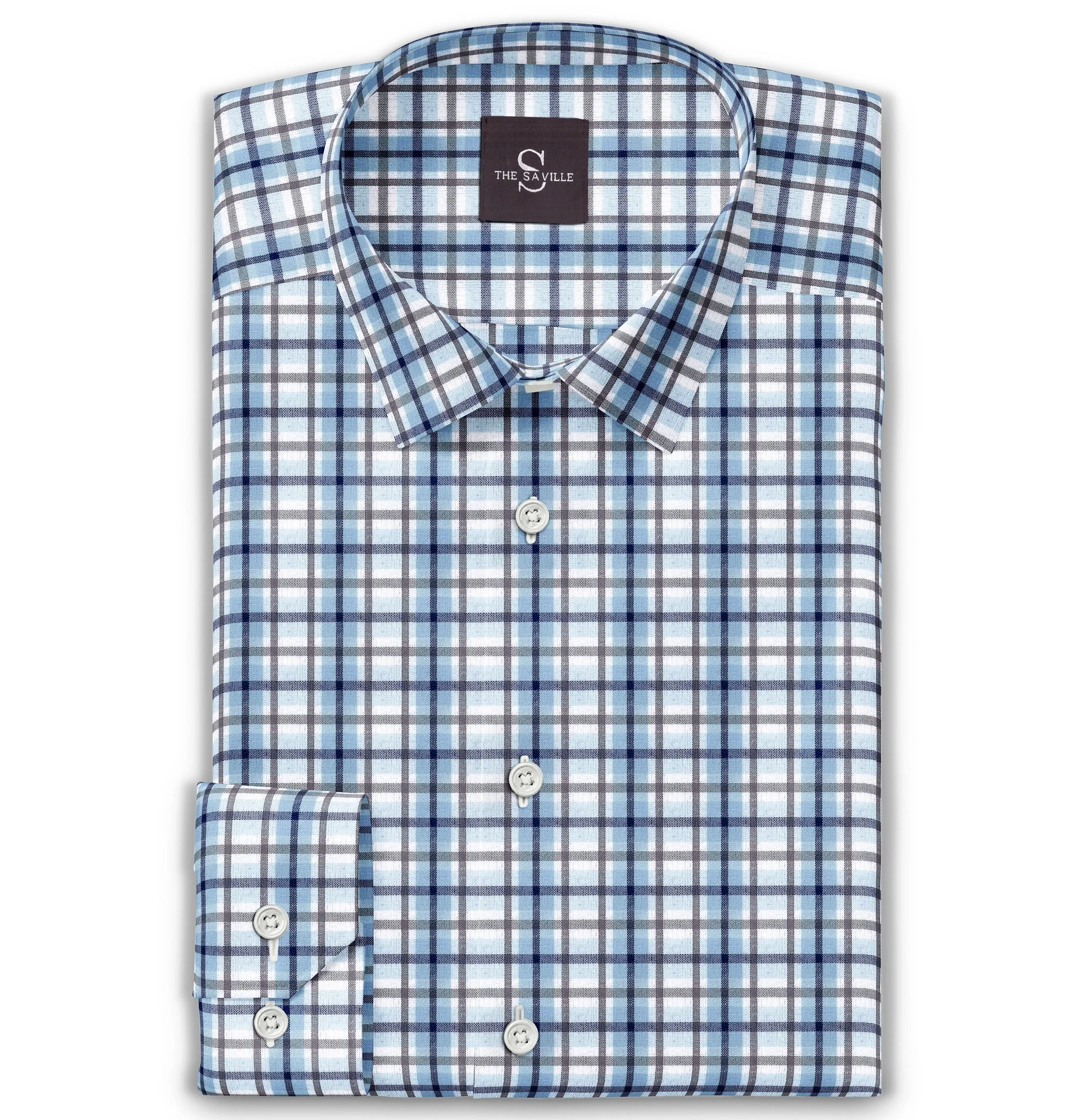 Wrinkle-free - Long Sleeve - Blue and Gray Checks sold by Airthreads