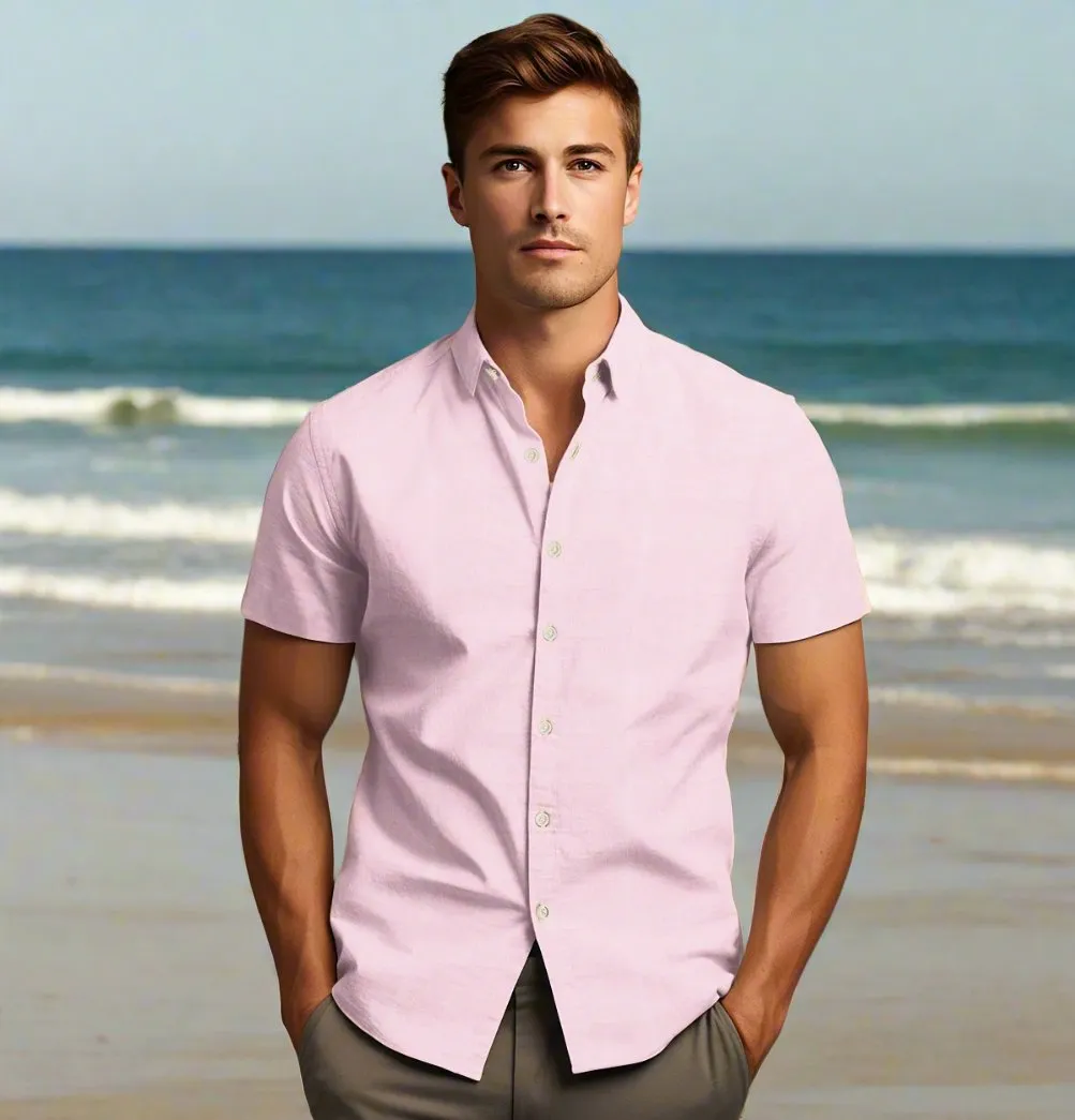 Cotton Linen - Short Sleeve - Light Pink sold by Airthreads product image thumbnail 3